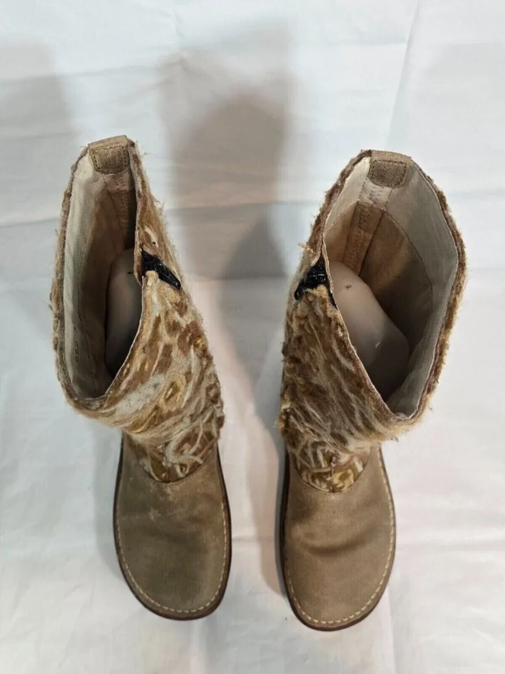 El Naturalista Yarn Mid Calf Boots Women Size 6.5 Leather Suede Zip Brown Boho